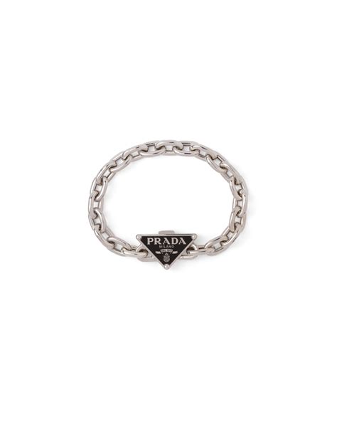 prada silver and leather bracelet|prada bracelet women's.